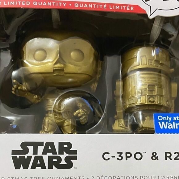 2022 Hallmark Ornaments/Funko Pop! Star Wars C-3PO and R2-D2 Limited Chase Gold - Picture 3 of 7